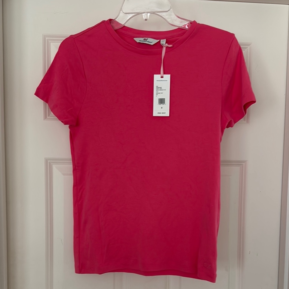 NWT Vineyard Vines Bright Knockout Pink Knit Crewneck Short Sleeve Tee Small
